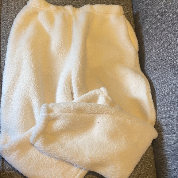 White, fuzzy sweatpants. Medium. - Picture 2 of 4